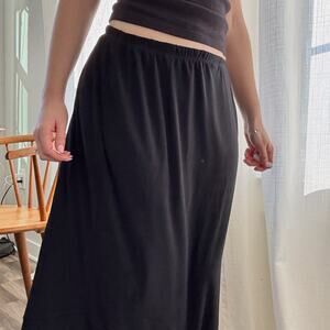 Vintage Y2K Clara's Black Flowy Skirt Maxi Assymtetrical Seem Long Stretchy